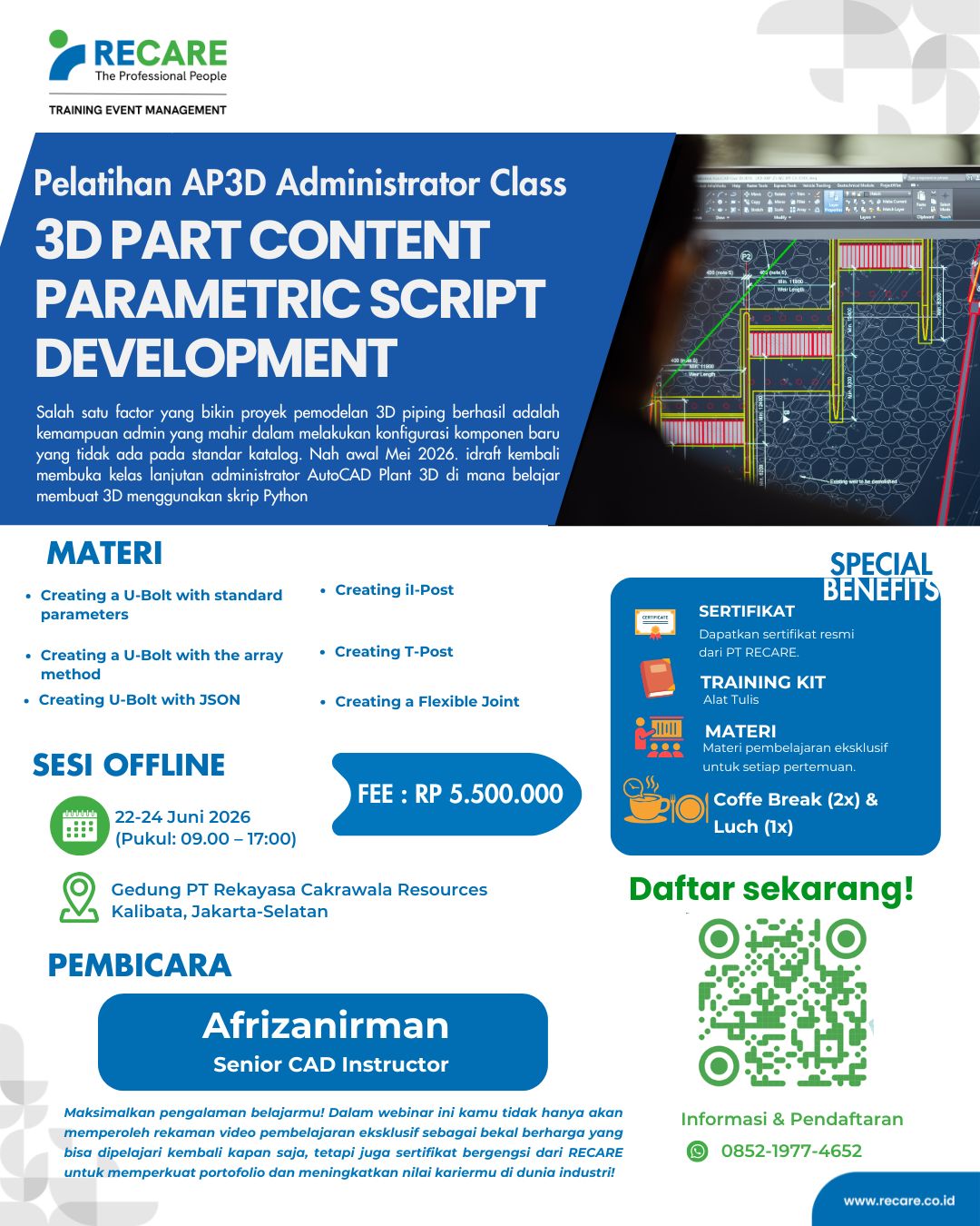 Training AP3D Administrator Class 3D Part Content Parametric Script ...